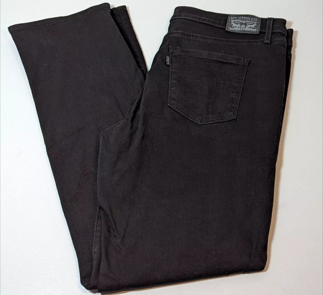 Levis 314 BlackJeans Womens 33 x 32 Shaping Straight Blackout Biker Denim