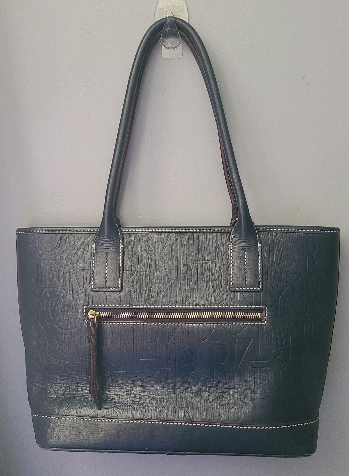 Dooney & Bourke EUC VTG Lexington Russell Black Leather Tote Embossed Pattern