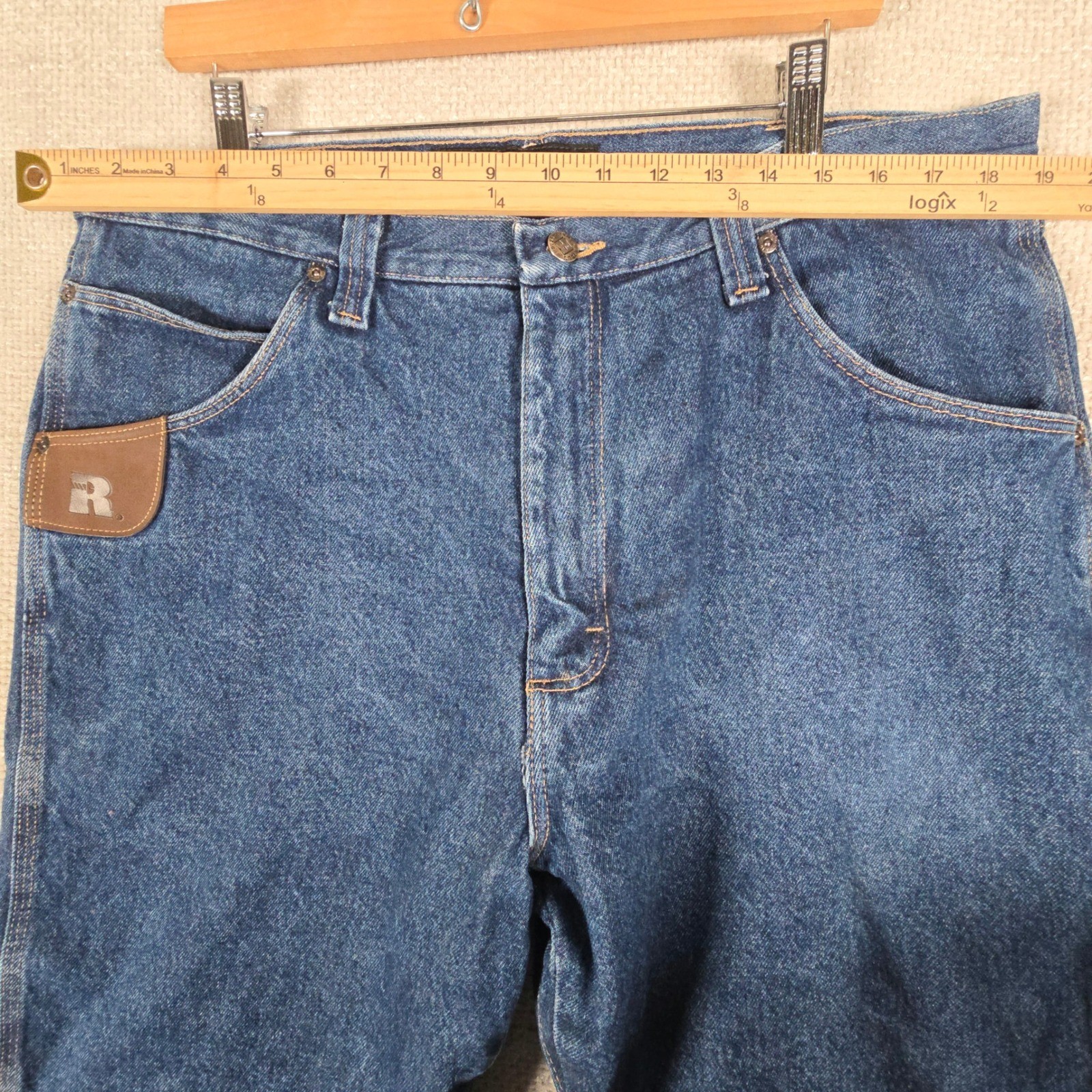 Wrangler RIGGS Workwear Fleece Lined Jeans Mens 38×30 Dark Wash Blue 3W055TH
