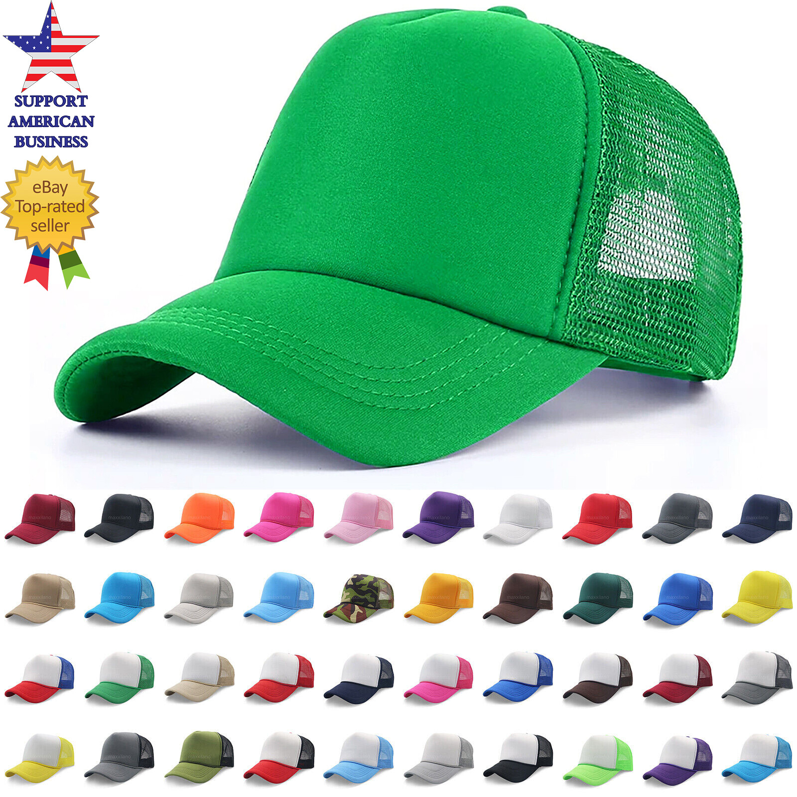 Trucker Hat Foam Mesh Baseball Cap Snapback Adjustable Plain Solid Men Hats Caps