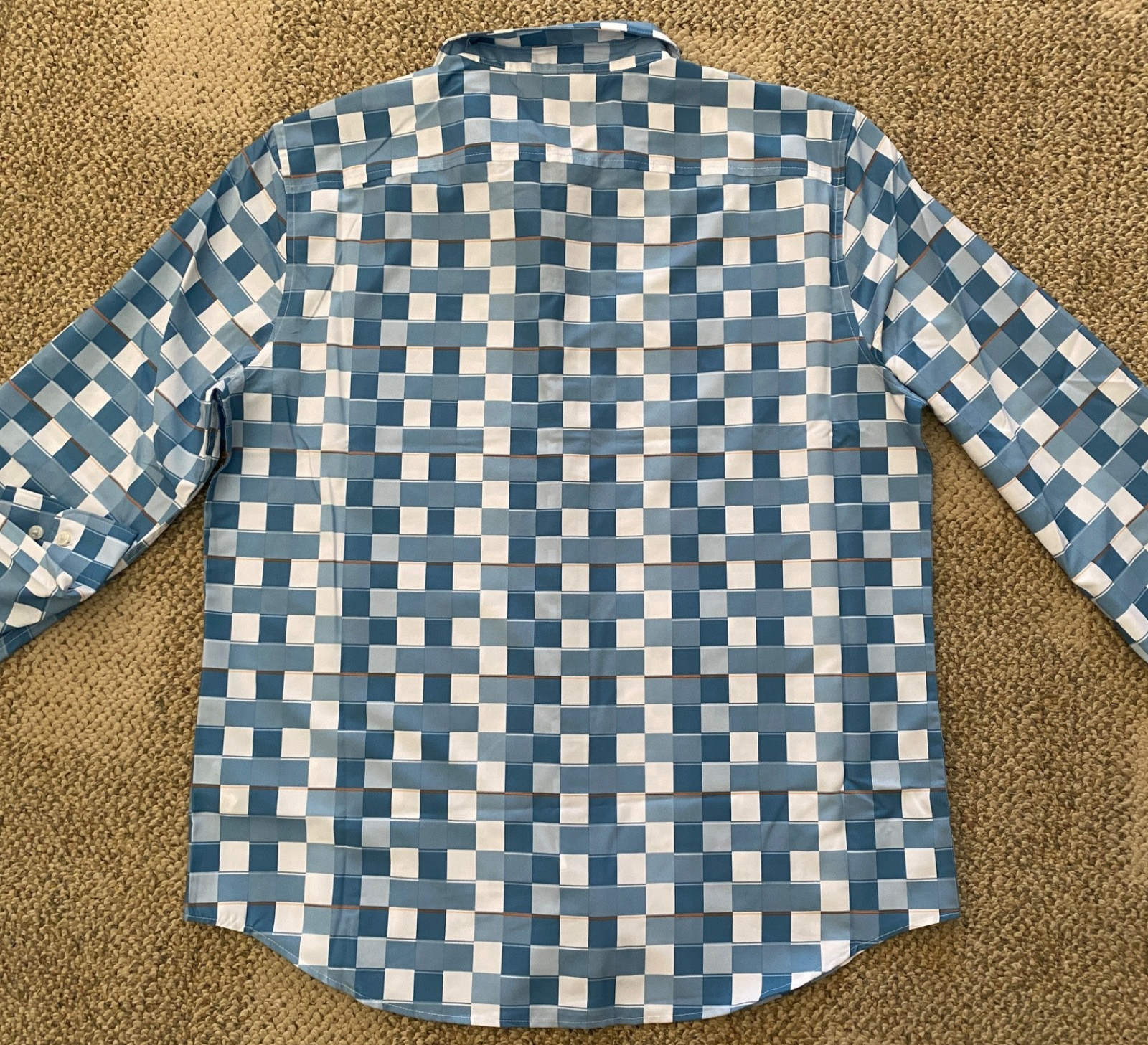 Perry Ellis Button Down Shirt Long Sleeve 41SW9027 Blue Checks Size XL