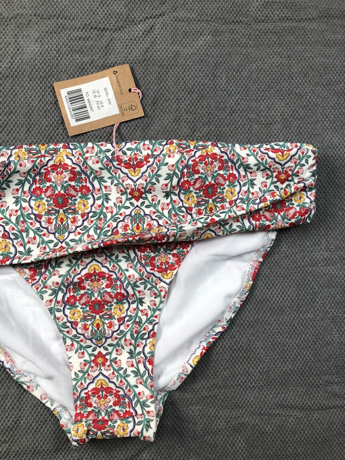Boden Swim Bottom Womens 8 Multicolor Floral High Waisted Lined Stretch Bikini