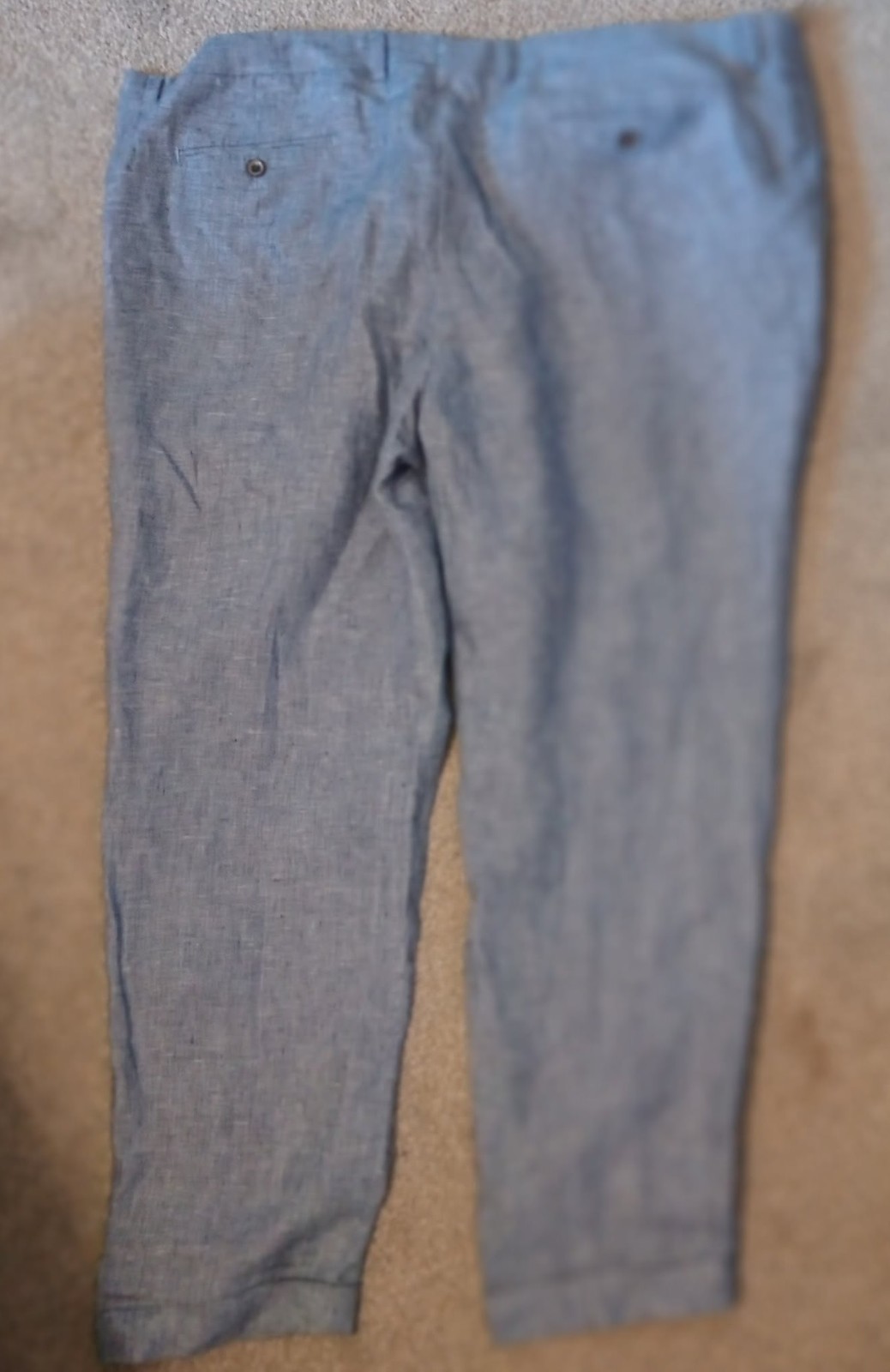 Baird McNutt Linen Murano Zac Classic Fit Mens Pants 46×34 Blue 100% Linen