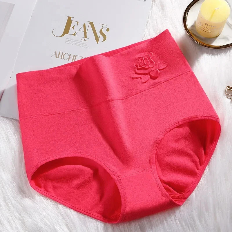 3 Pack Women High Waist Cotton Tummy Control Panties Ladies Leak Proof Underwear