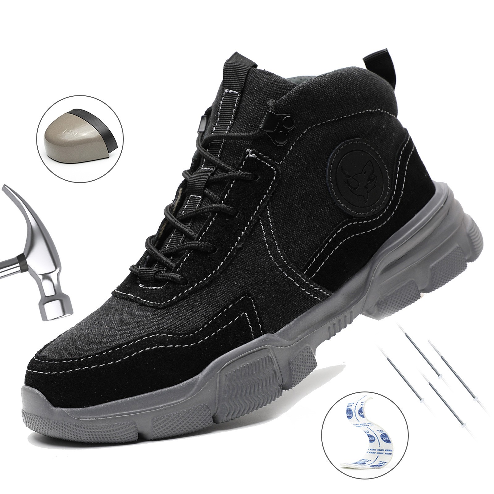 Men’s Safety Ankle Boots Steel Toe Shoes Lace Up High Top Round Toe Breathable