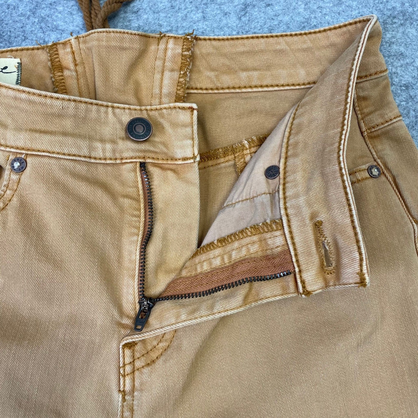 We The Free People Lace Up Back Curvy Just Float On Flare Jeans 29 Tan Boho