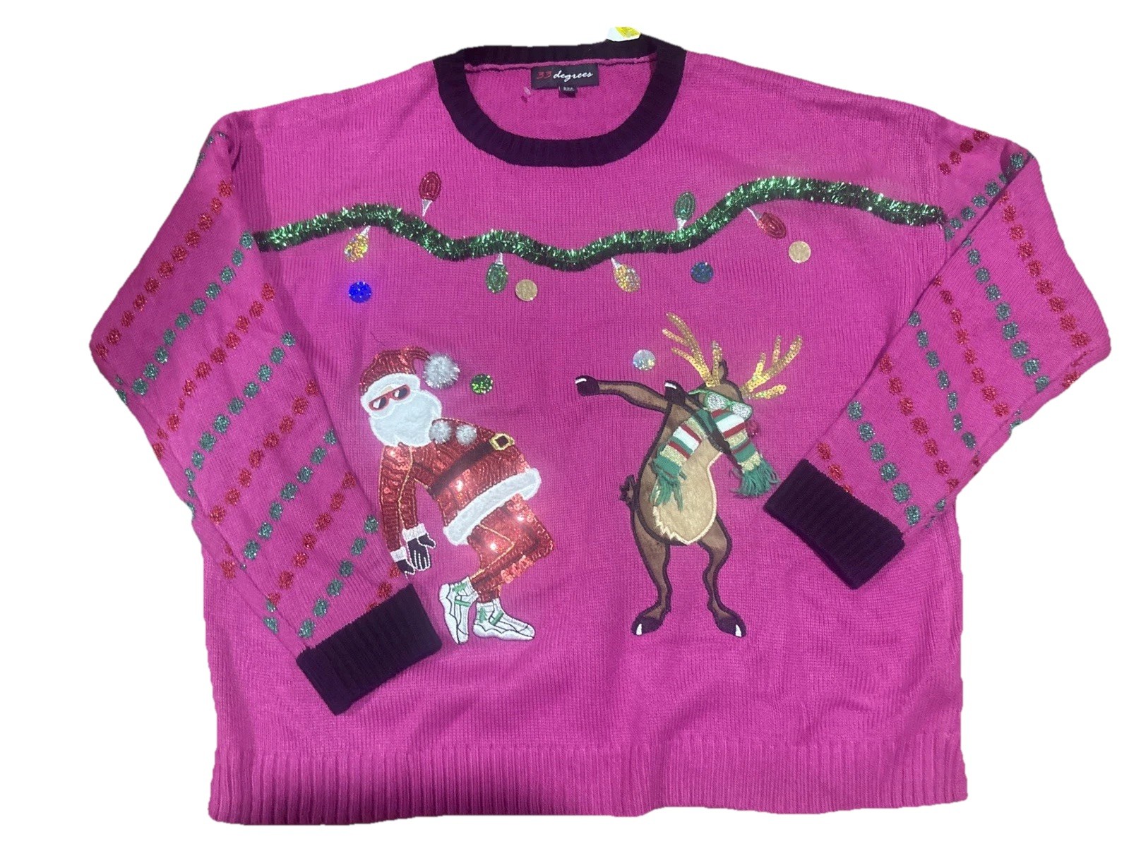 33 Degrees Ugly Christmas Holiday Reindeer Women’s Sweater New NWT Size XXL