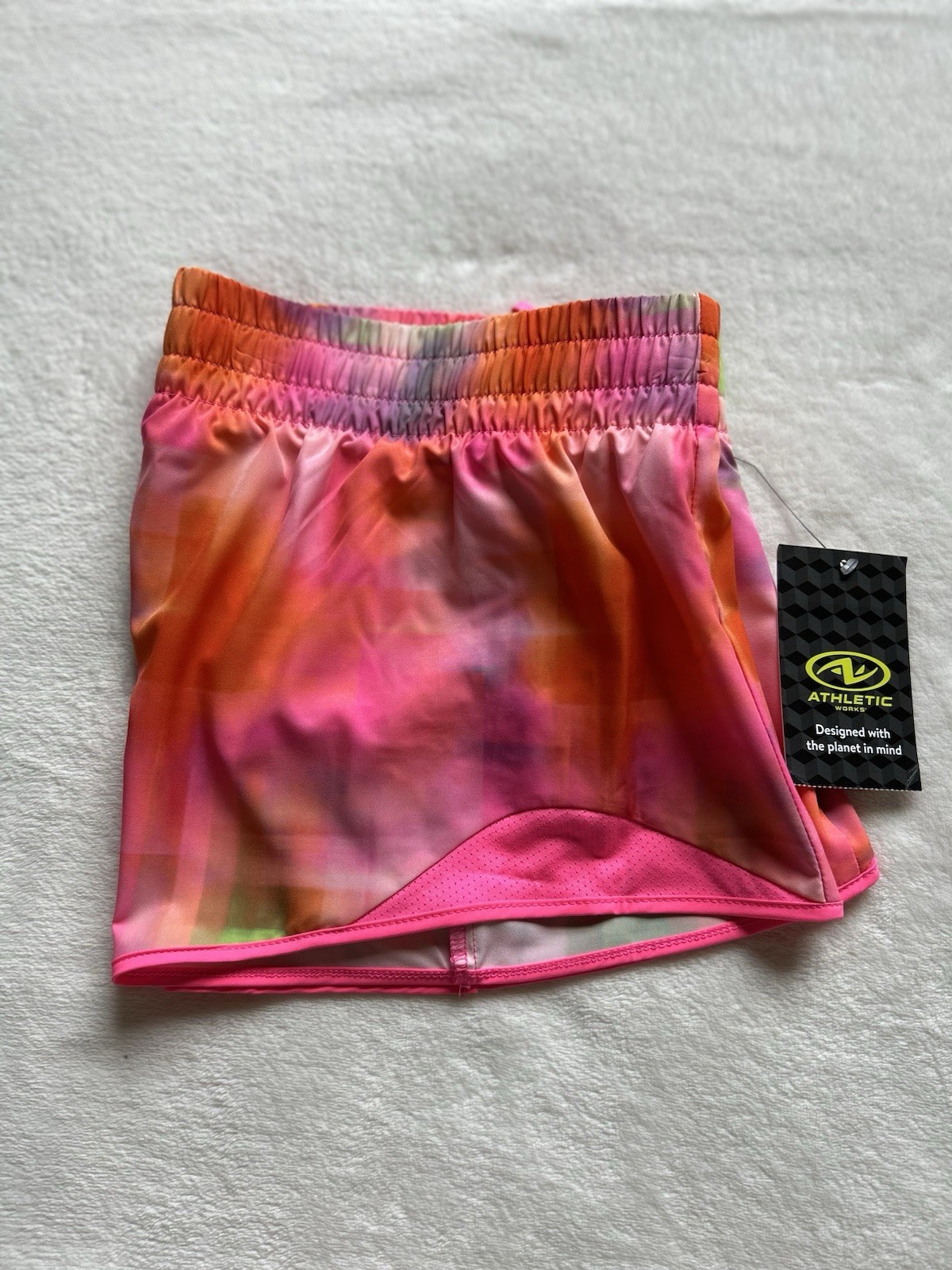 Athletic Works Girls Pink Moisture Wicking Running Shorts with Liner Sz S (6-6X)