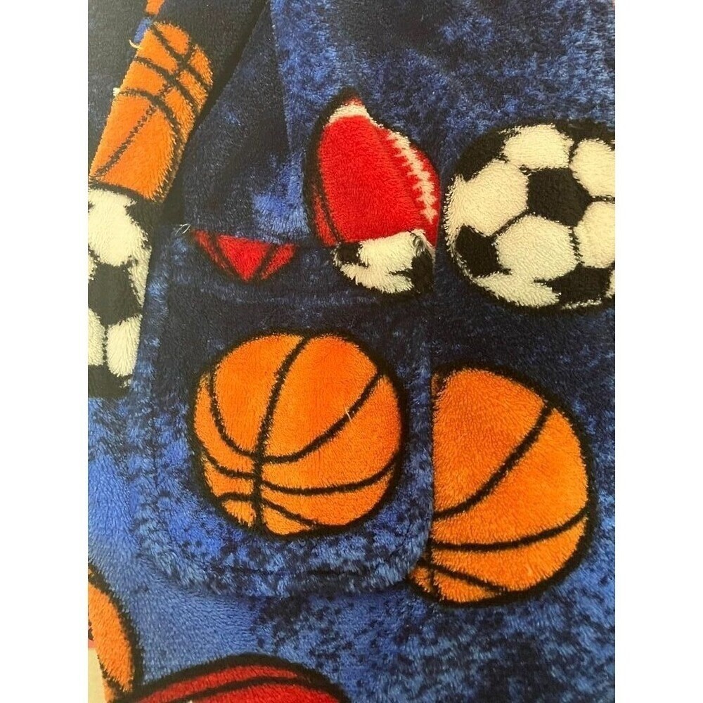 Cherokee Kids Blue Fleece Bath Robe Size S Basketball Football Soccer