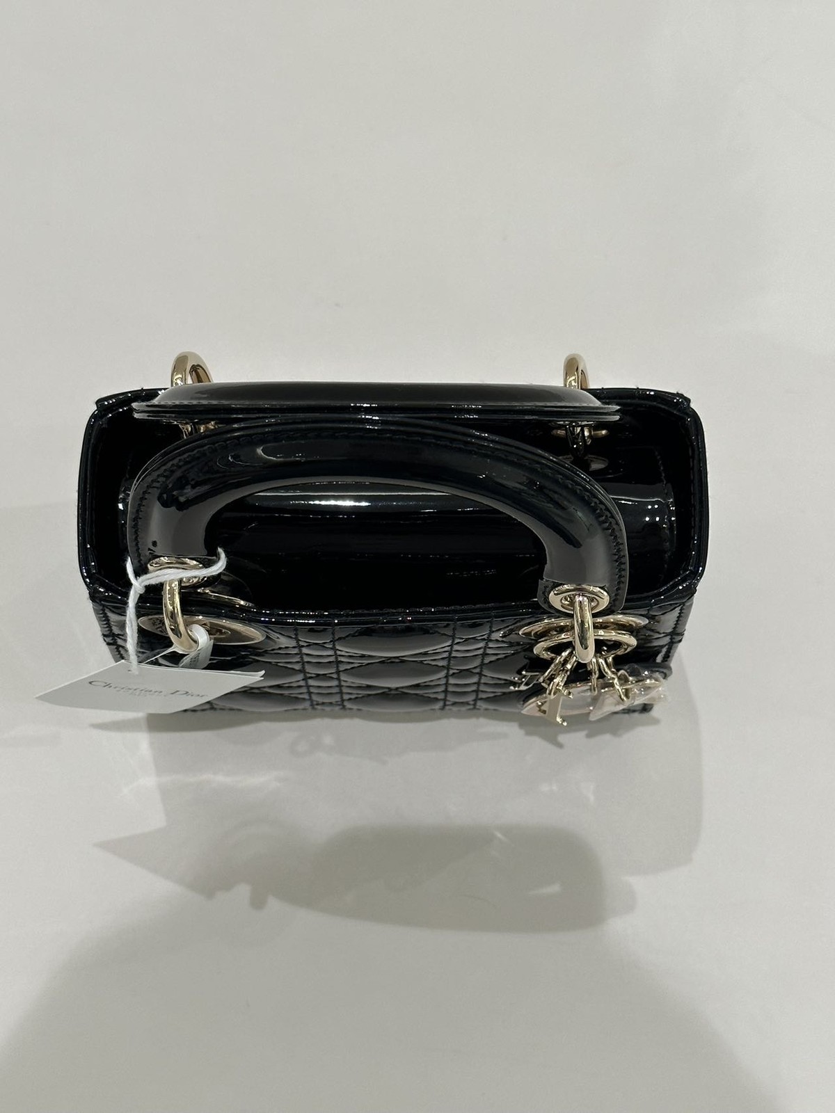 Dior Lady Dior 3-Grid Black Patent Leather Gold Chain Bag Duty Paid