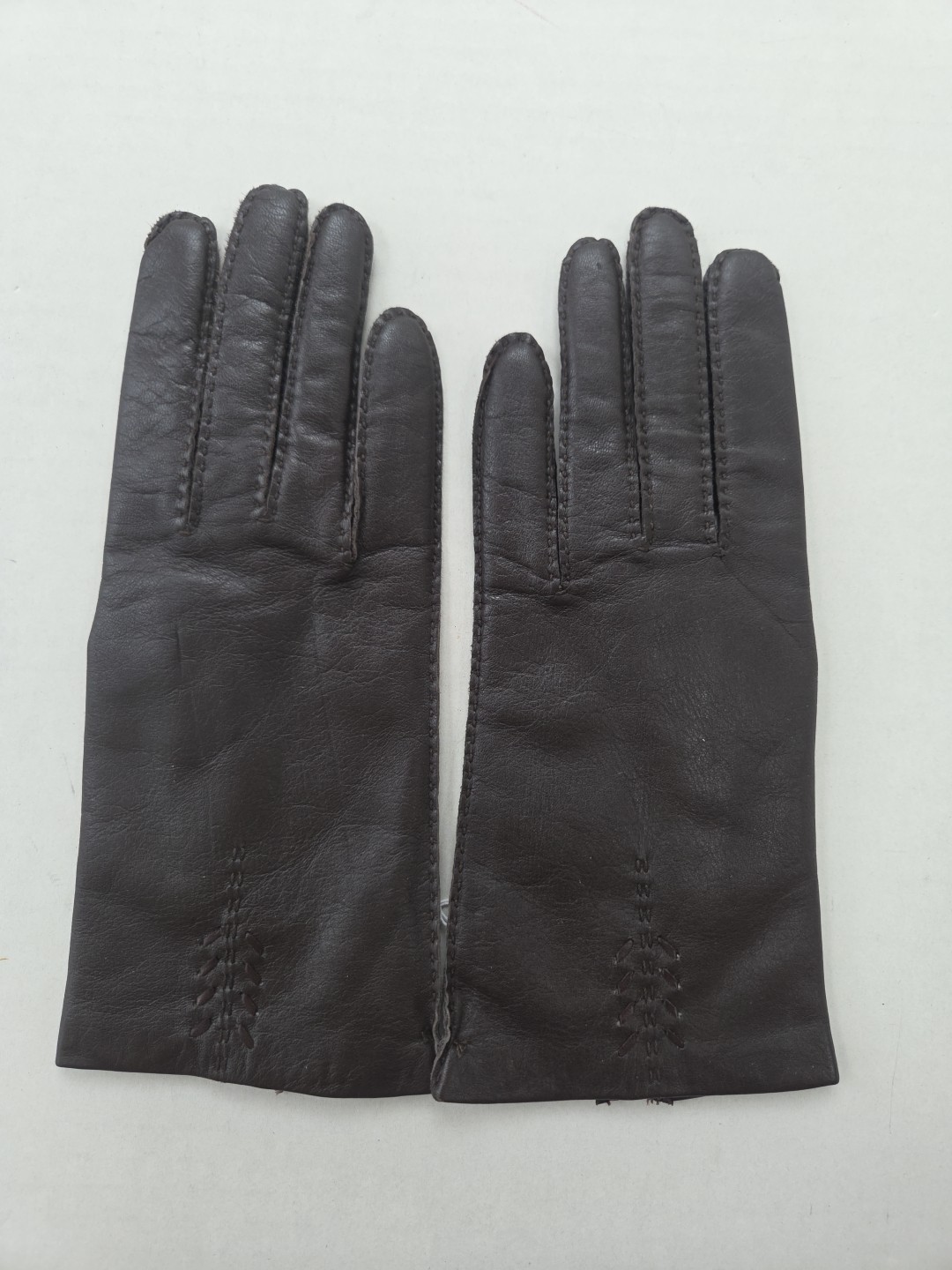 Vintage TANNIMPEX Brown Leather Gloves Wool Lined Women’s Size 7¼ NOS Hungary