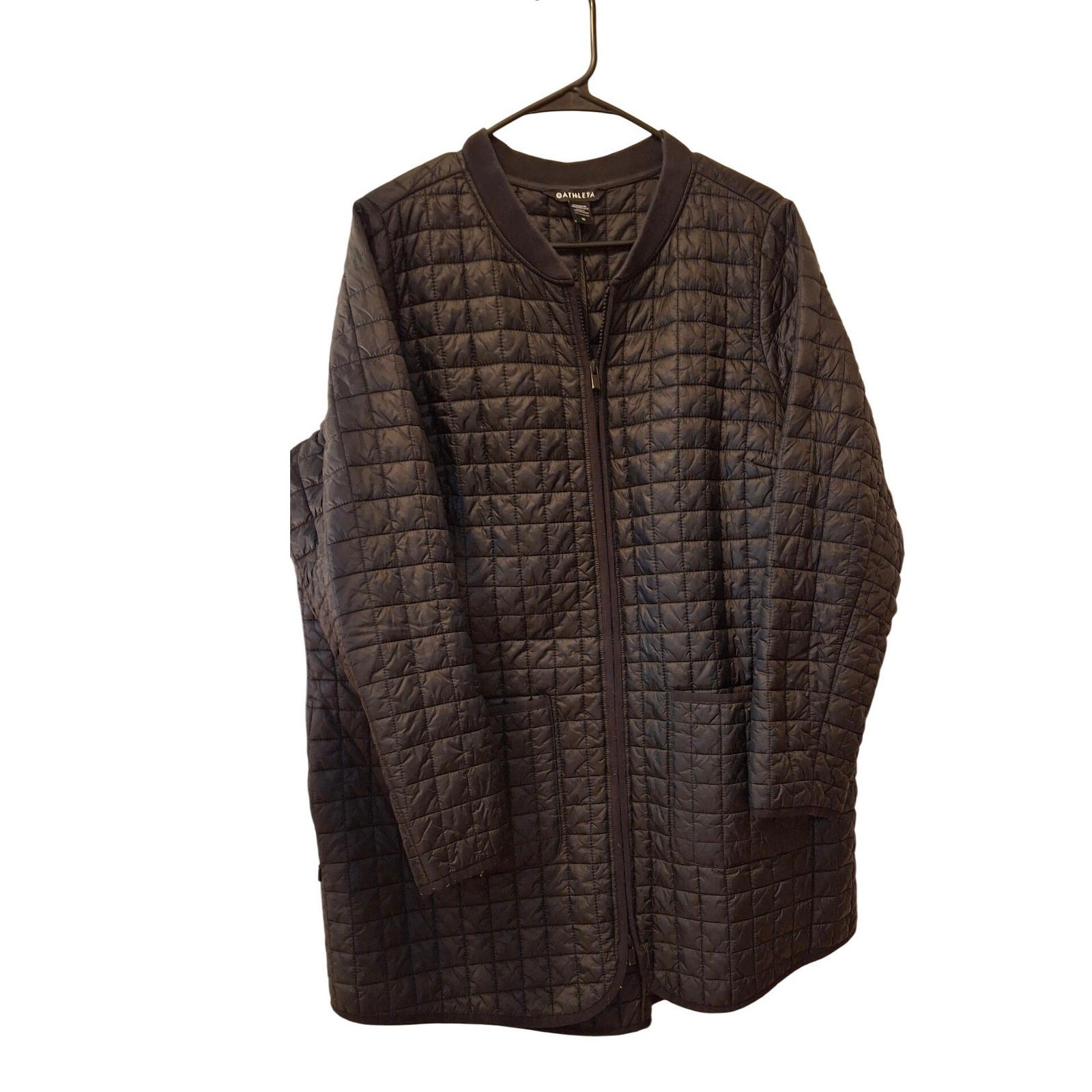 Athleta Grandview Primaloft Shell Quilted Long Bomber Jacket Black Womens 1X