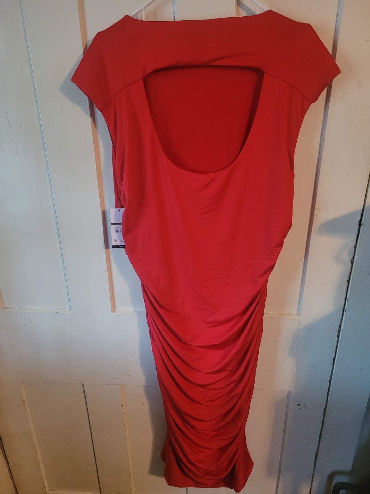 Sophia Vergara Red Open Back Contour Slinky Midi Dress Size XL Extra Large NWT