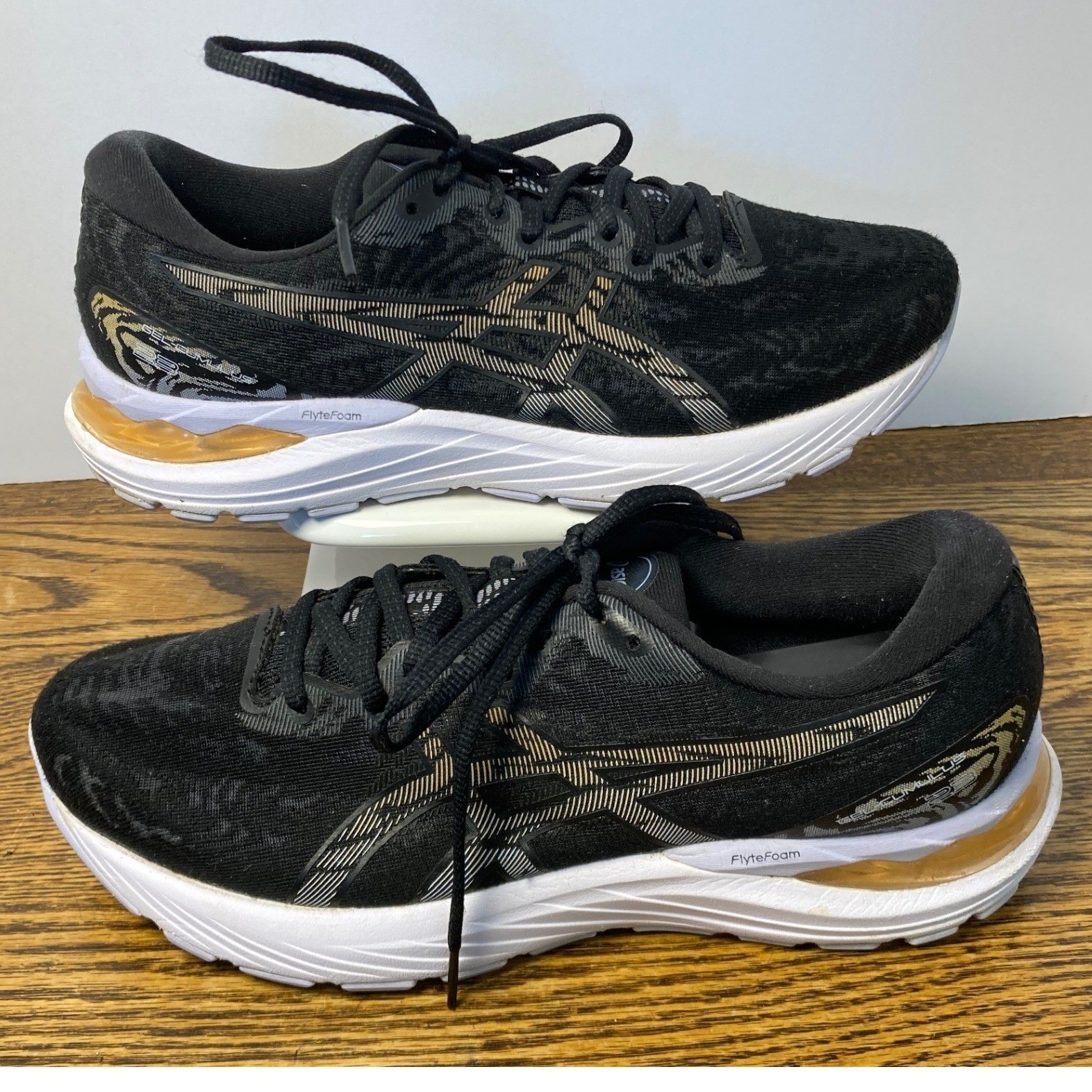 ASICS Gel-Cumulus 23 Womens 8 Wide Black Gold Running Shoes 1012A889 FlyteFoam