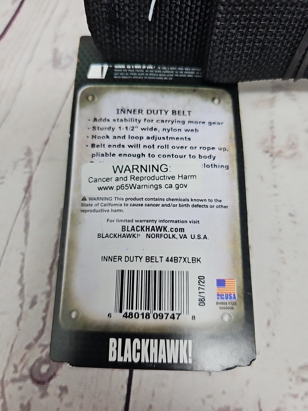 BlackHawk 44B7XLBK Men’s Black Hook/Loop Inner Duty Belt Nylon – XLarge 44″-48″