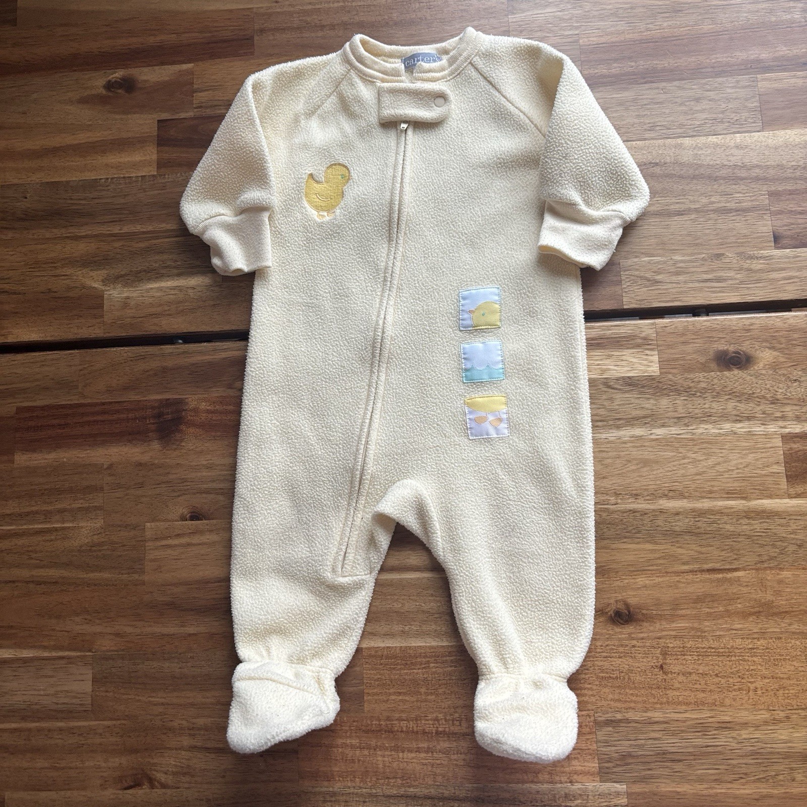Vintage Carters Duckie Footed Sleeper Paste Yellow Fleece Baby Duck 6 Months