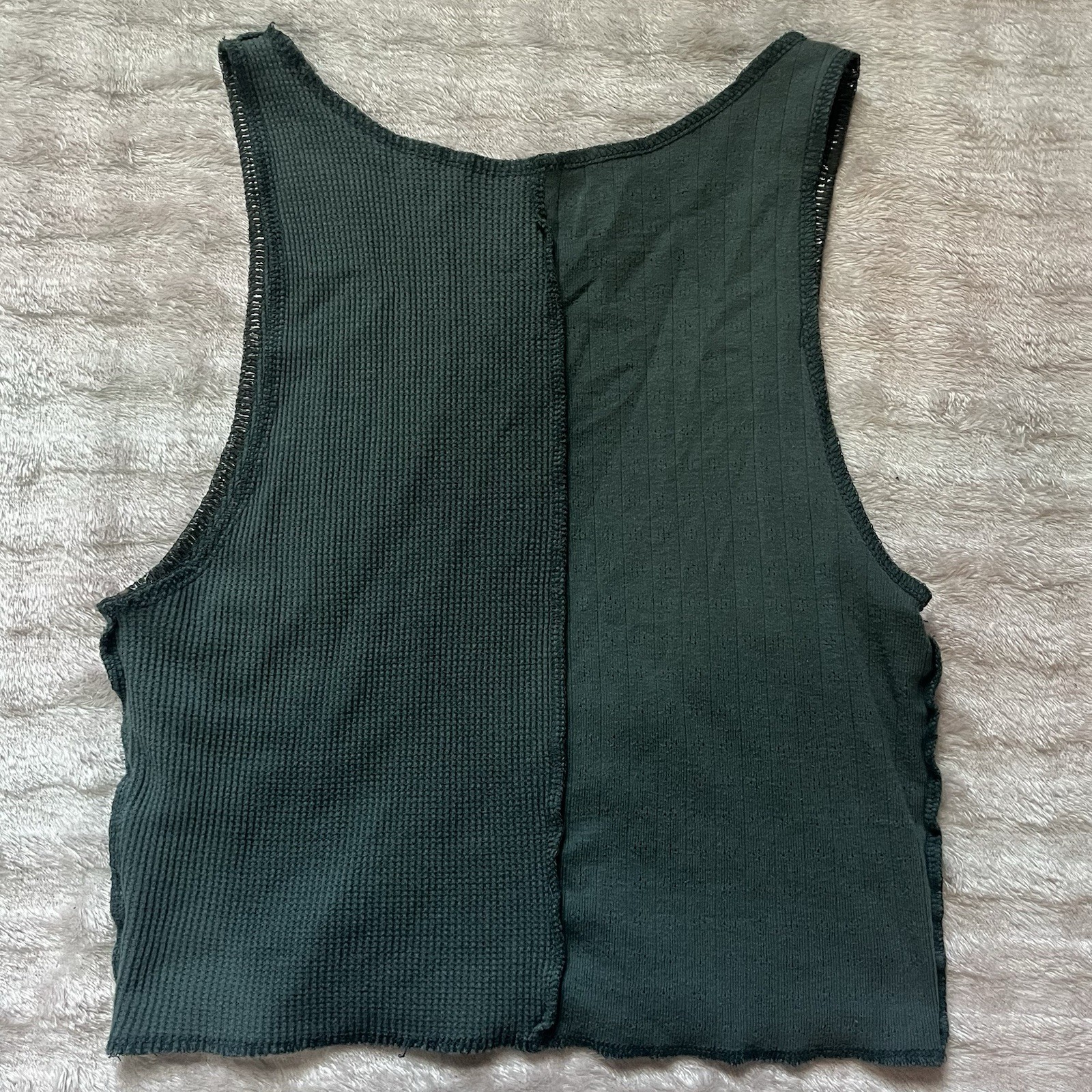 sage green American Eagle Cotton Blend Dual Pattern cropped tank top- Whimsy Fae