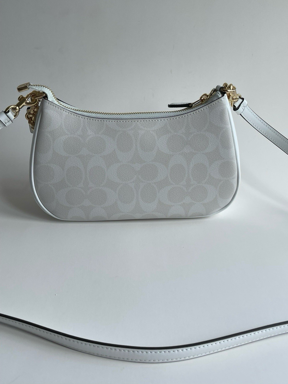 NEW COACH Teri 2Way Shoulder Bag Signature Coated Canvas White outlet CA548