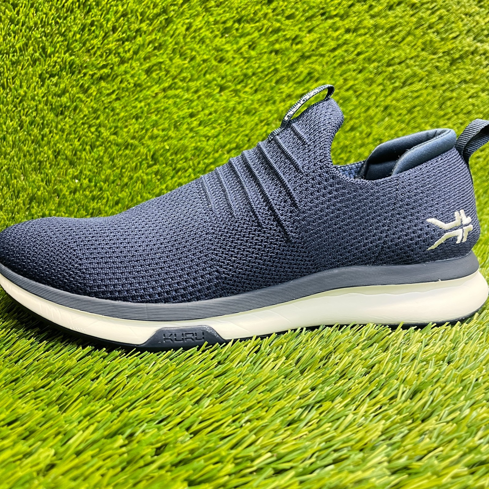 Kuru Atom Mens Size 8.5 Blue White Athletic Walking Slip On Shoes Sneakers