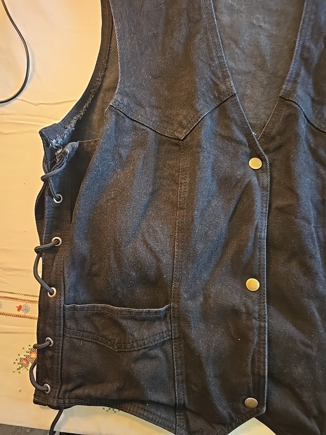 Allstate Collection Black Rider Vest WoMens 3XL Side Lace Up Snap Up Vintage