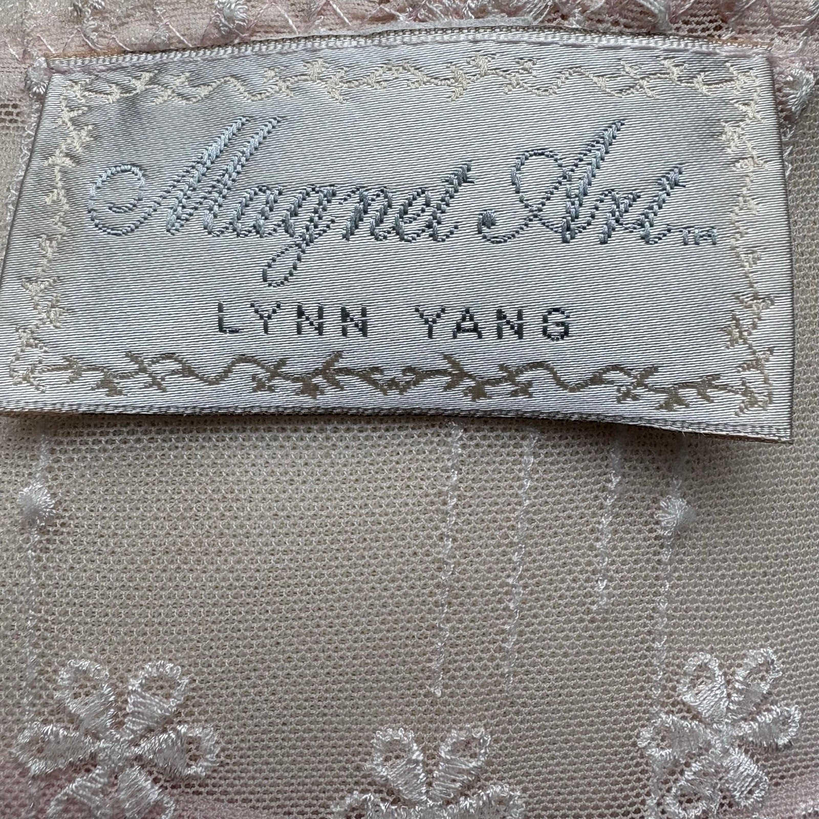 VTG Magnet Art Lynn Yang 2 Piece Set Maxi Dress Top Sz L Pastel Pink Crochet 90s