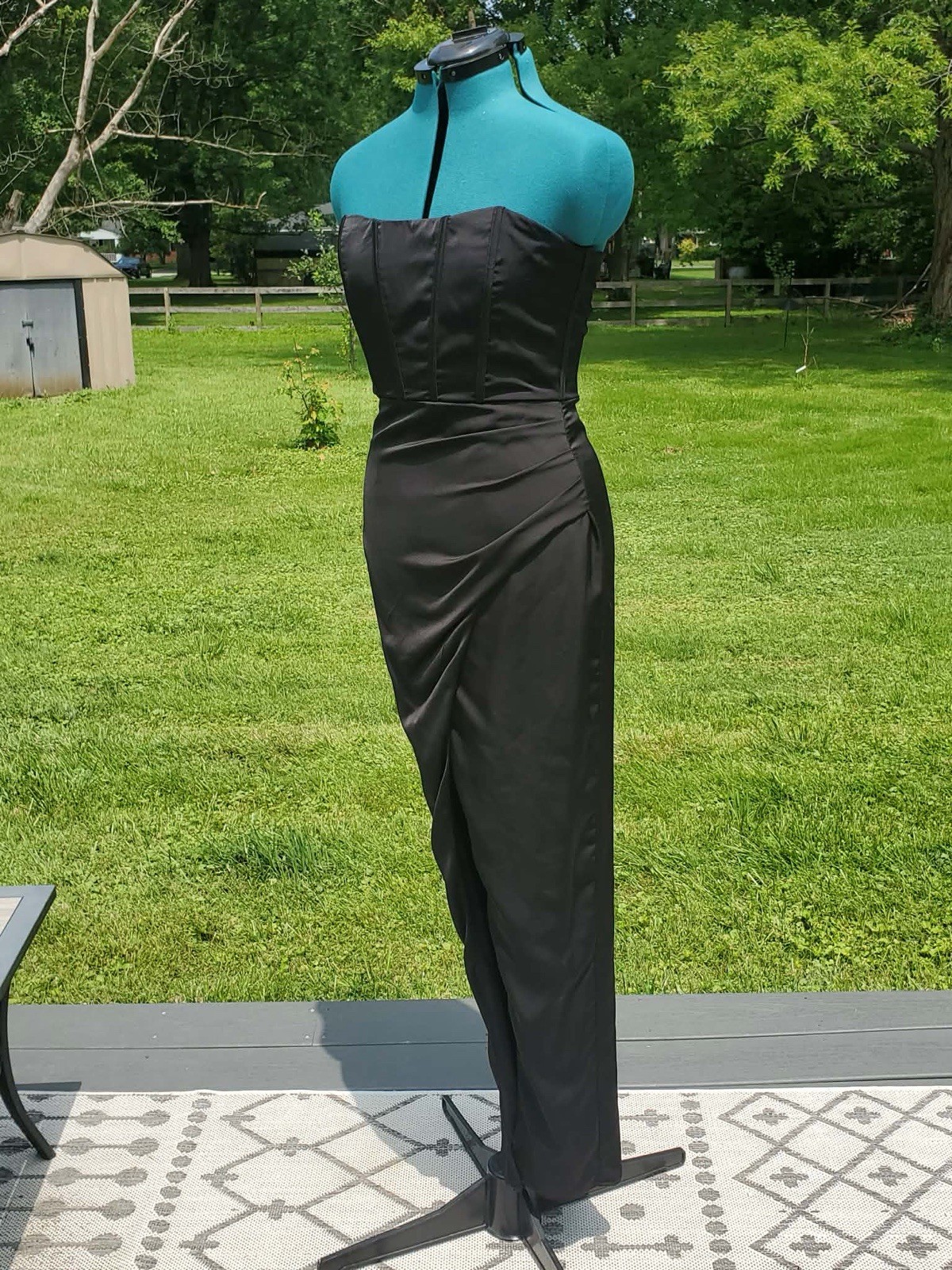 Black Satin Corset Alter’d State Maxi Formal Dress