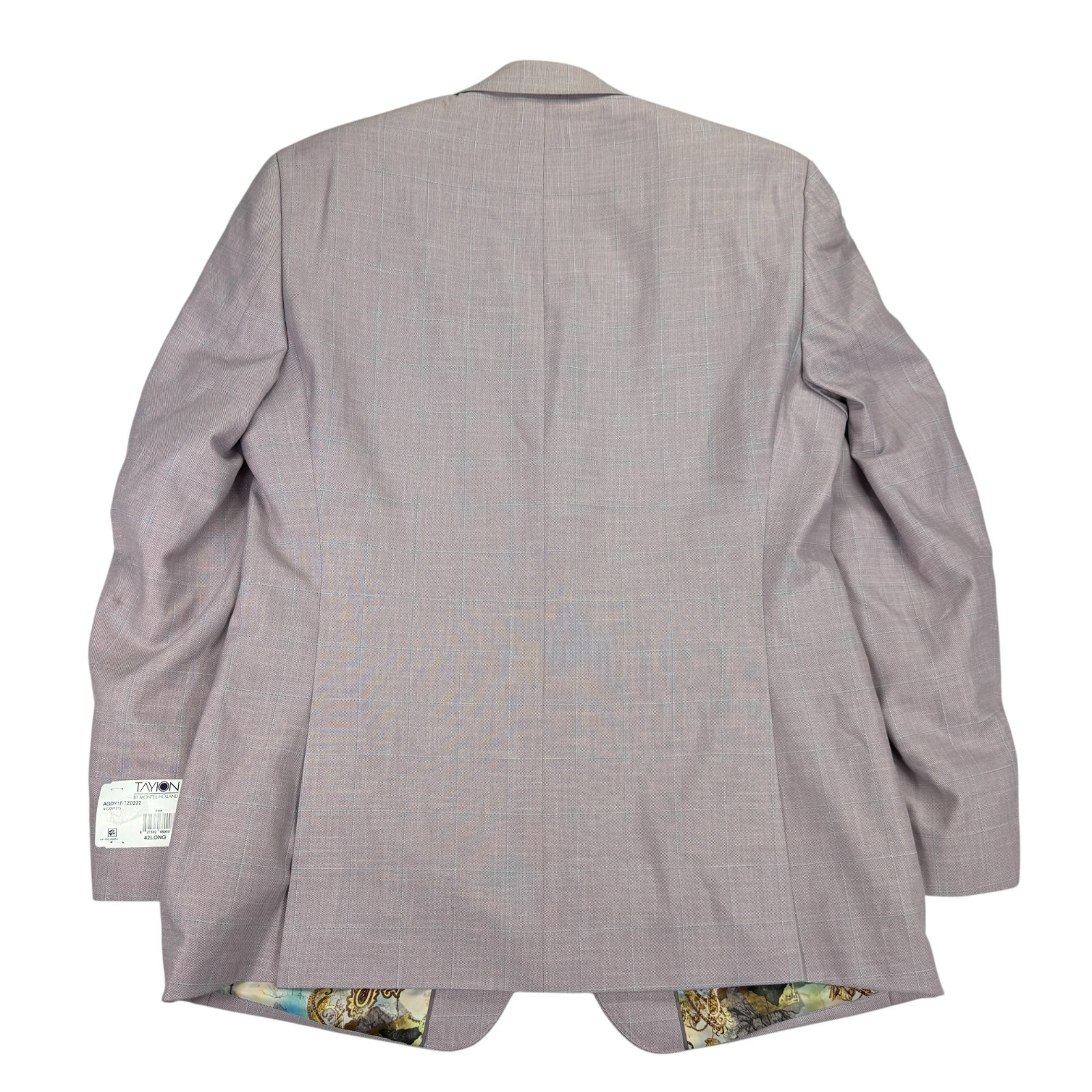 Tayion Mens Agordy Regular Fit Windowpane Suit Jacket Pink Blue 42L