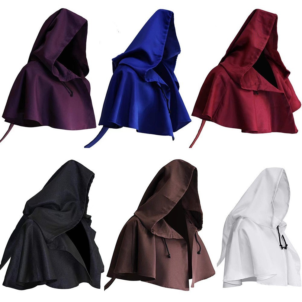 Medieval Hood Hat Halloween Grim Cowl Cloak Monk Pagan Hooded Witch Cowl Hat