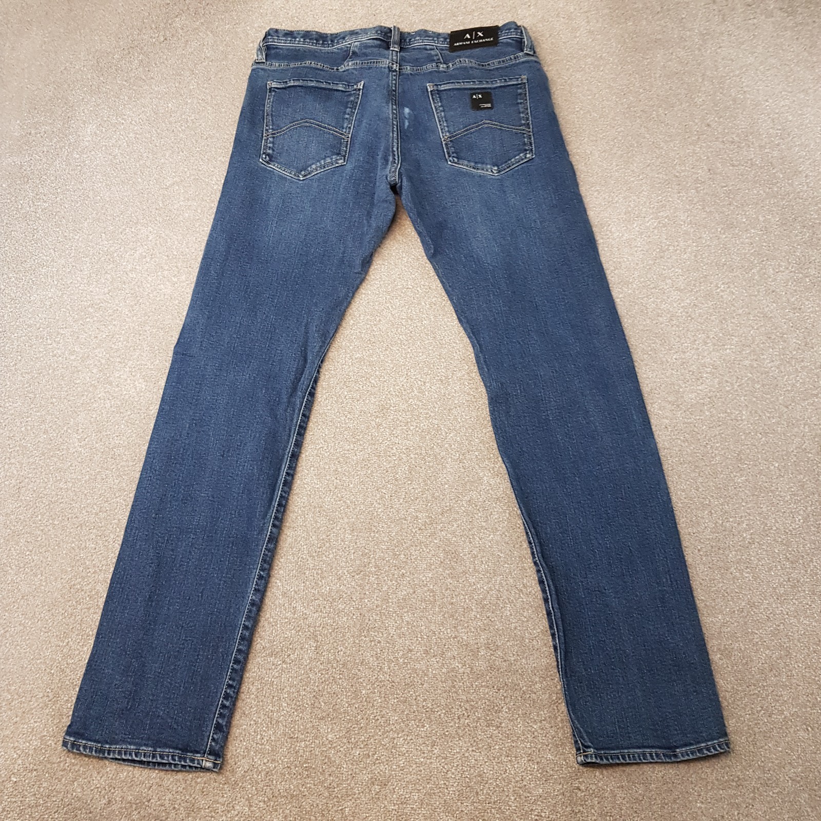 Armani Exchange Mens Jeans 32×31 Blue J13 Slim Stone Wash Denim Zip Fly W32 L31