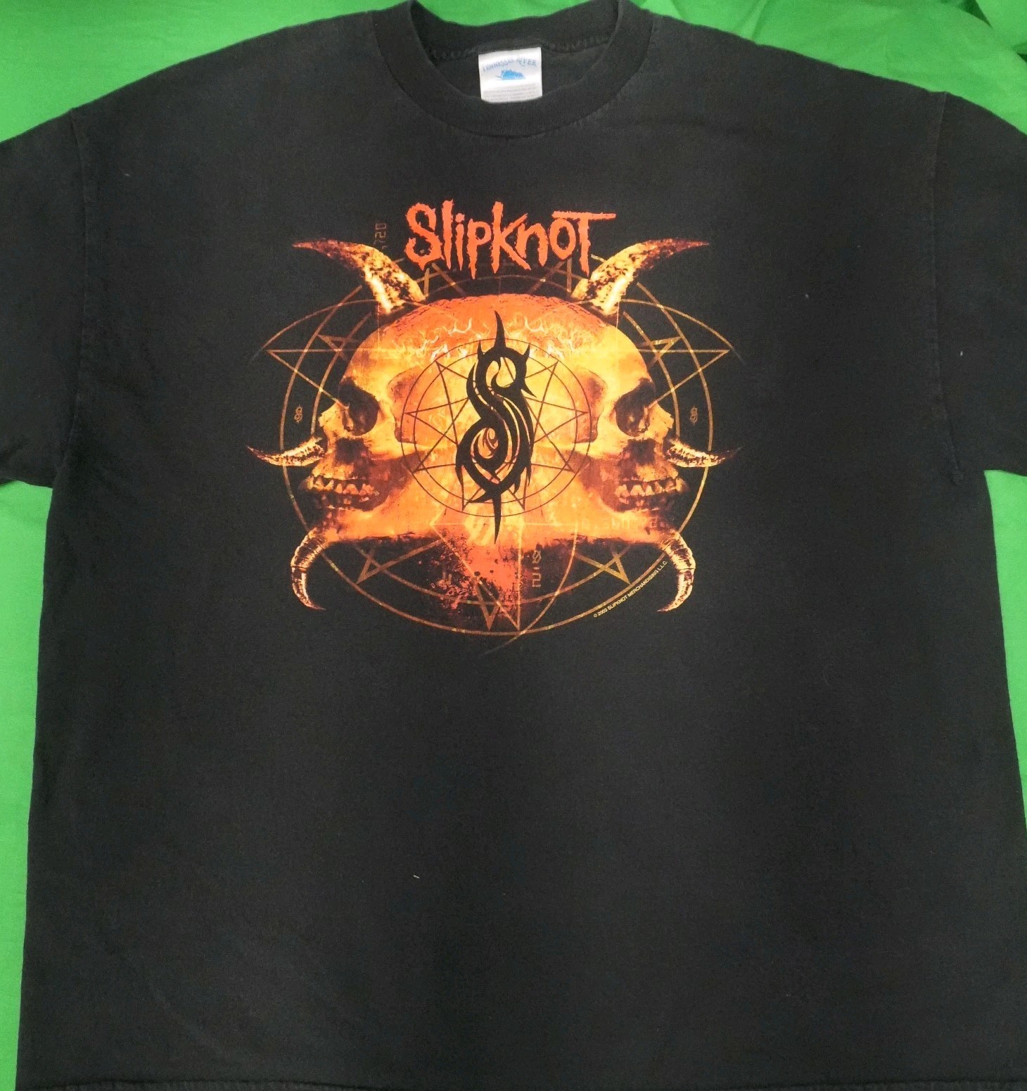 VTG 2001 Slipknot Iowa Goat Skull Sun Double Sided Tennessee River Tag XL Y2K