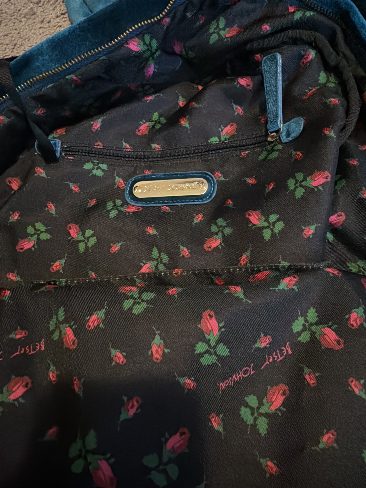 Betsey Johnson New York Vintage Velvet Backpack-rose lining