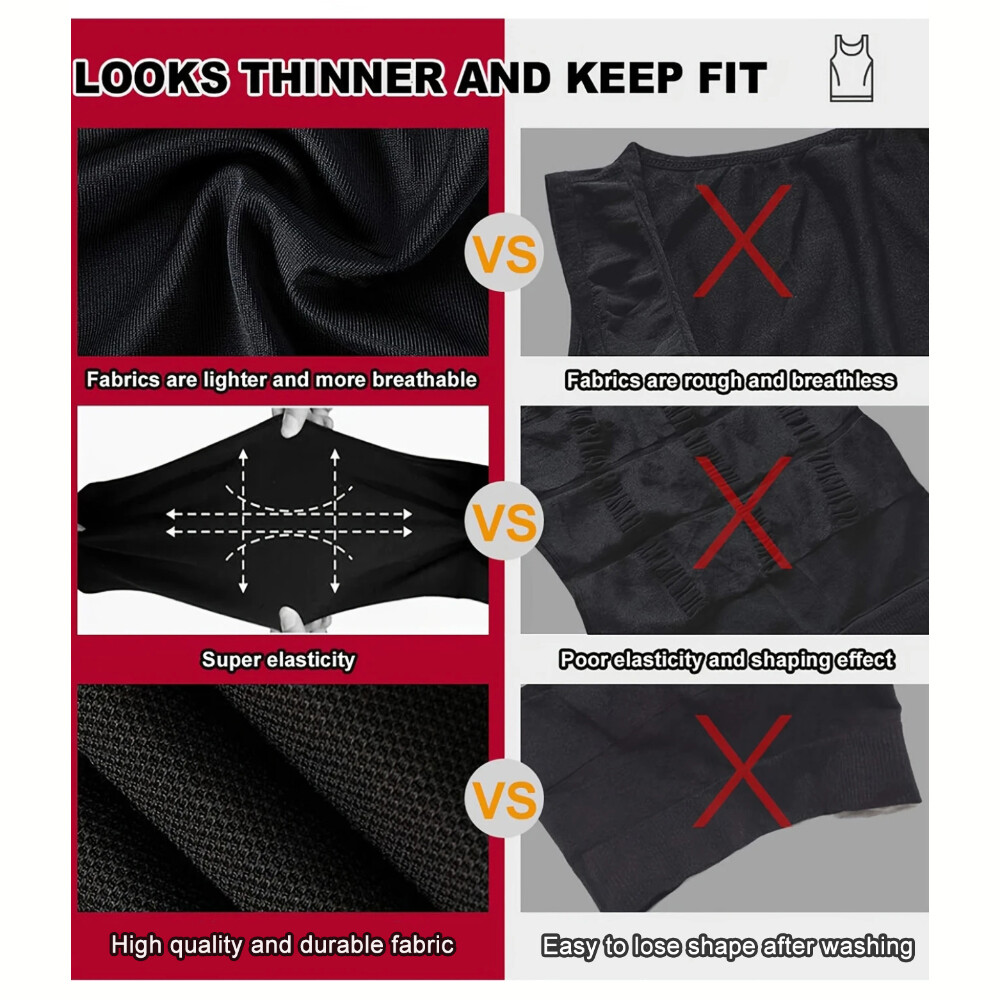 Slimming Men’s Compression Tank Top Tummy Control Belly Boobs Shaper Vest Shirts