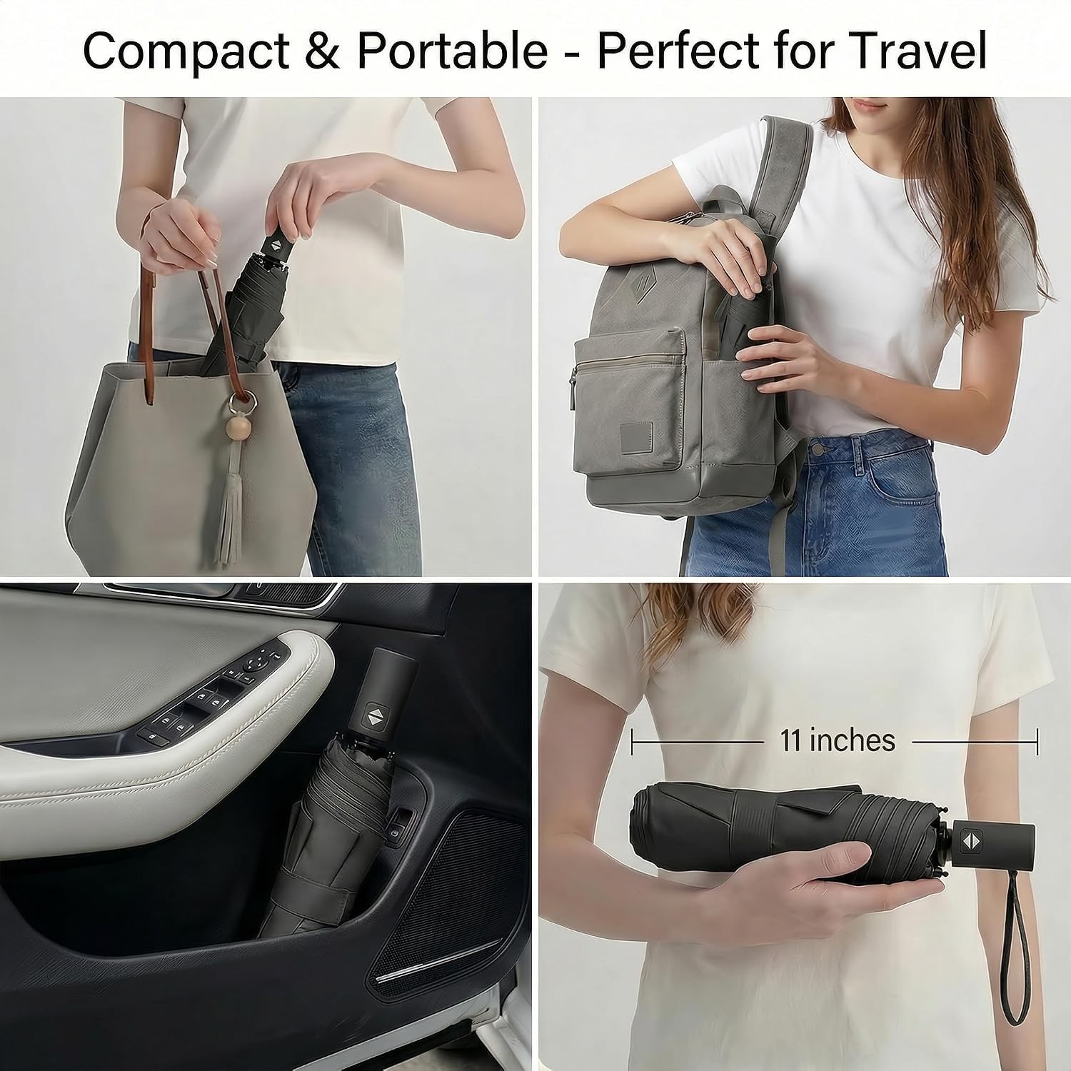 Compact Travel Umbrella UPF 50+ Waterproof Windproof Small Rain and Sun Umbrella
