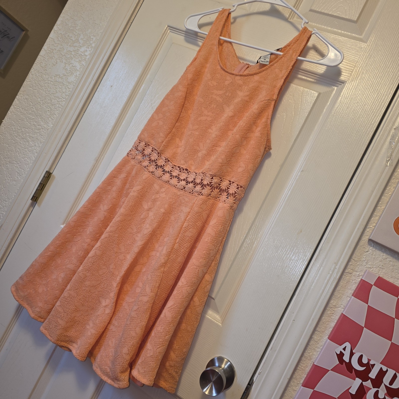 Womens American Rag Cie Retro Floral Butterly Crochet Fit And Flare Dress Medium