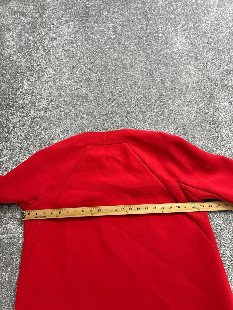 Lafayette 148 New York Tara Seamed Scuba Jacket Womens Medium Red Open Front
