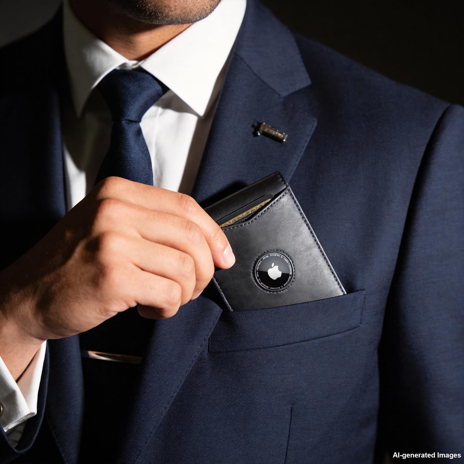 furid Slim AirTag Wallet for Men: Minimalist Full Grain Airtag Wallet, Black