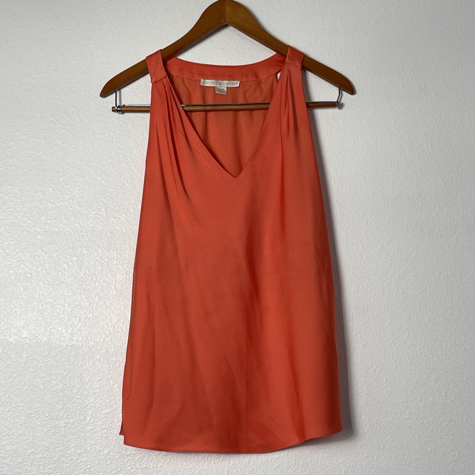 Boston Proper Orange Halter Top Size 14 V Neck