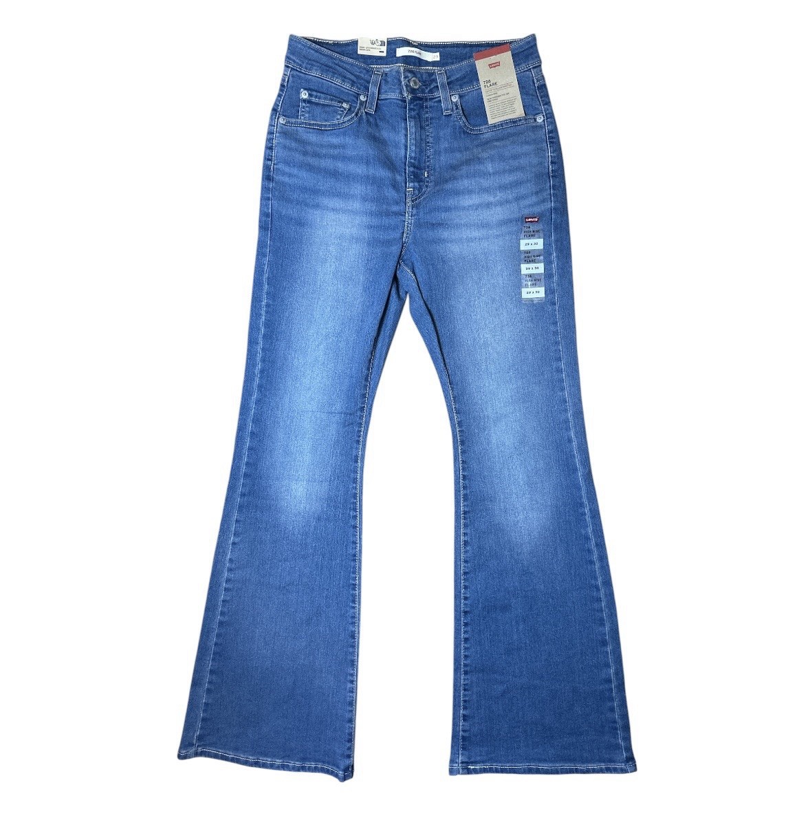 Levis Women’s 726 High Rise Flare Jeans Size 29×30 Medium Wash Denim Stretch NEW