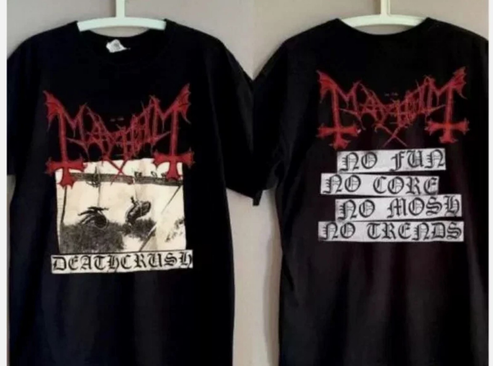 Mayhem Deathcrush Black Metal Band T shirt 90s 2 sided Unisex