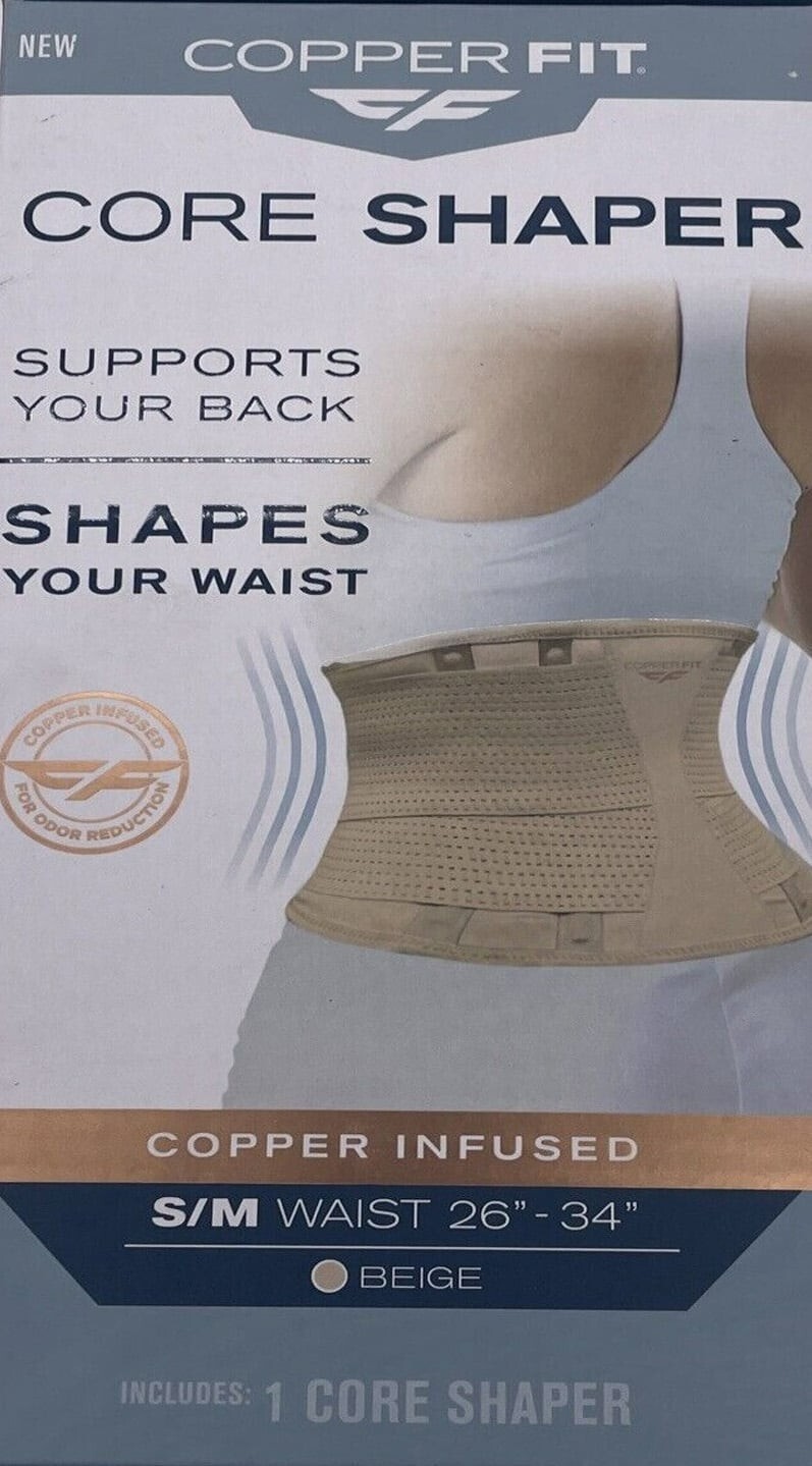 NEW – COPPER FIT Core Waist Belt Trainer Shaper Women Beige S/M Waist 26″-34″
