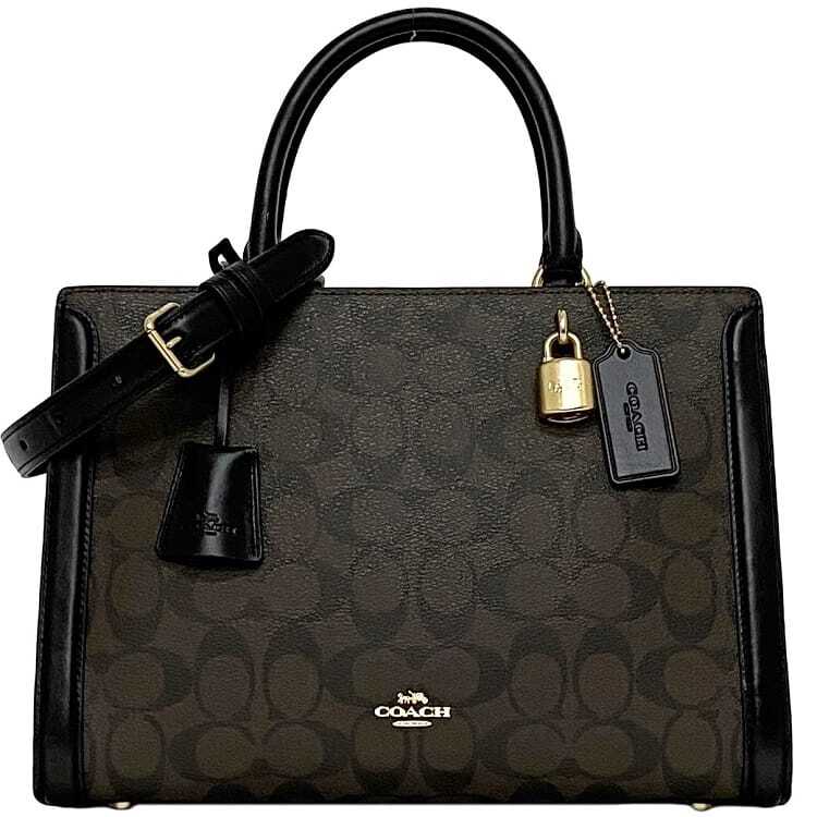 Coach 2way bag ec-22590 Brown Black Signature F69075 Good condition PVC leather