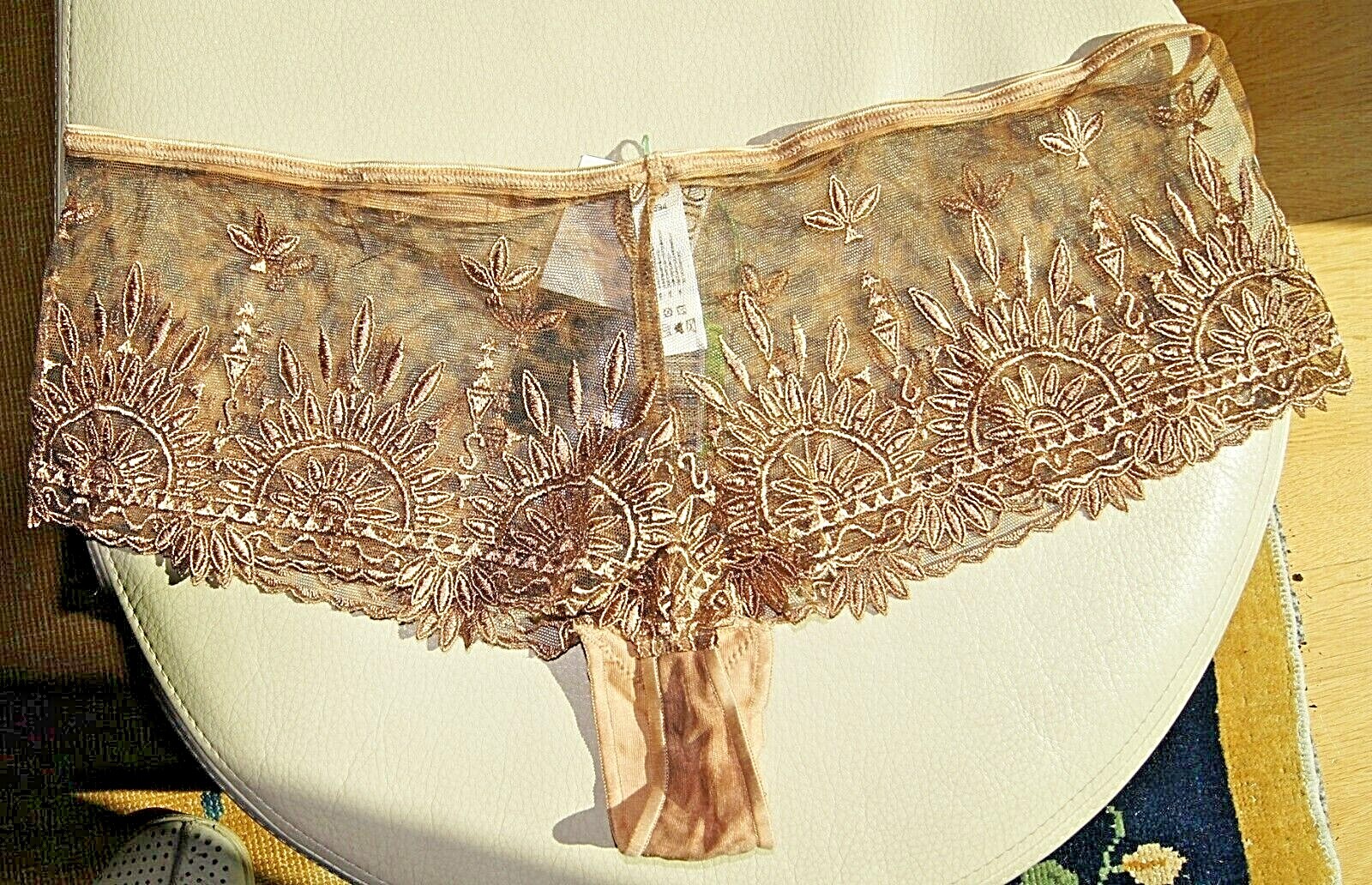 Chantelle Gold “Wild Africa” Embroidered Sheer Deep Shorts Style 3694/MP