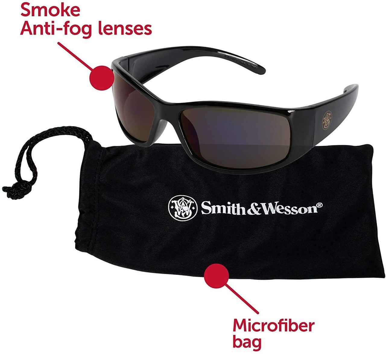 Smith & Wesson 21303 Protective Safety Sun Glasses Anti-Fog Smoke Gray Lens Z87+