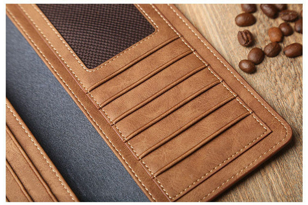 Men’s Bifold Leather Breast Pocket Card Holder Suit Purse Long Wallet Checkbook