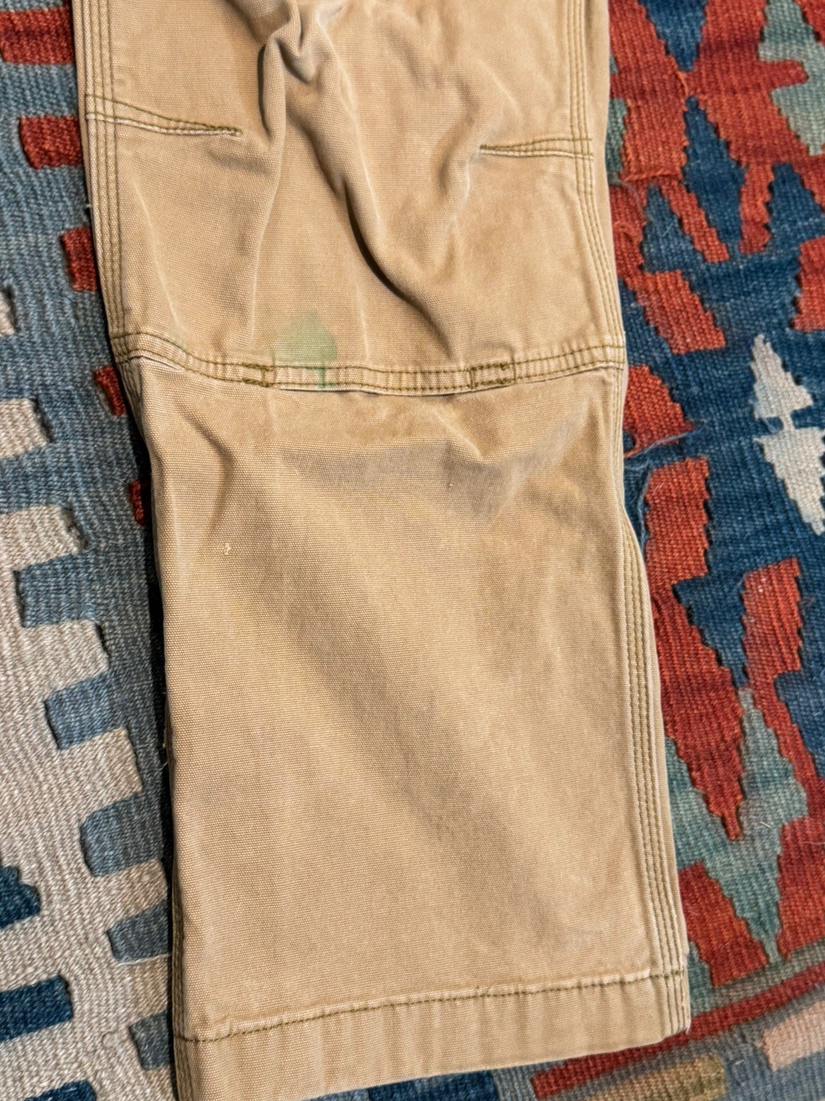 Carhartt Men’s Size 36×34 Relaxed Double Front Utility Work Pant Tan Distressed