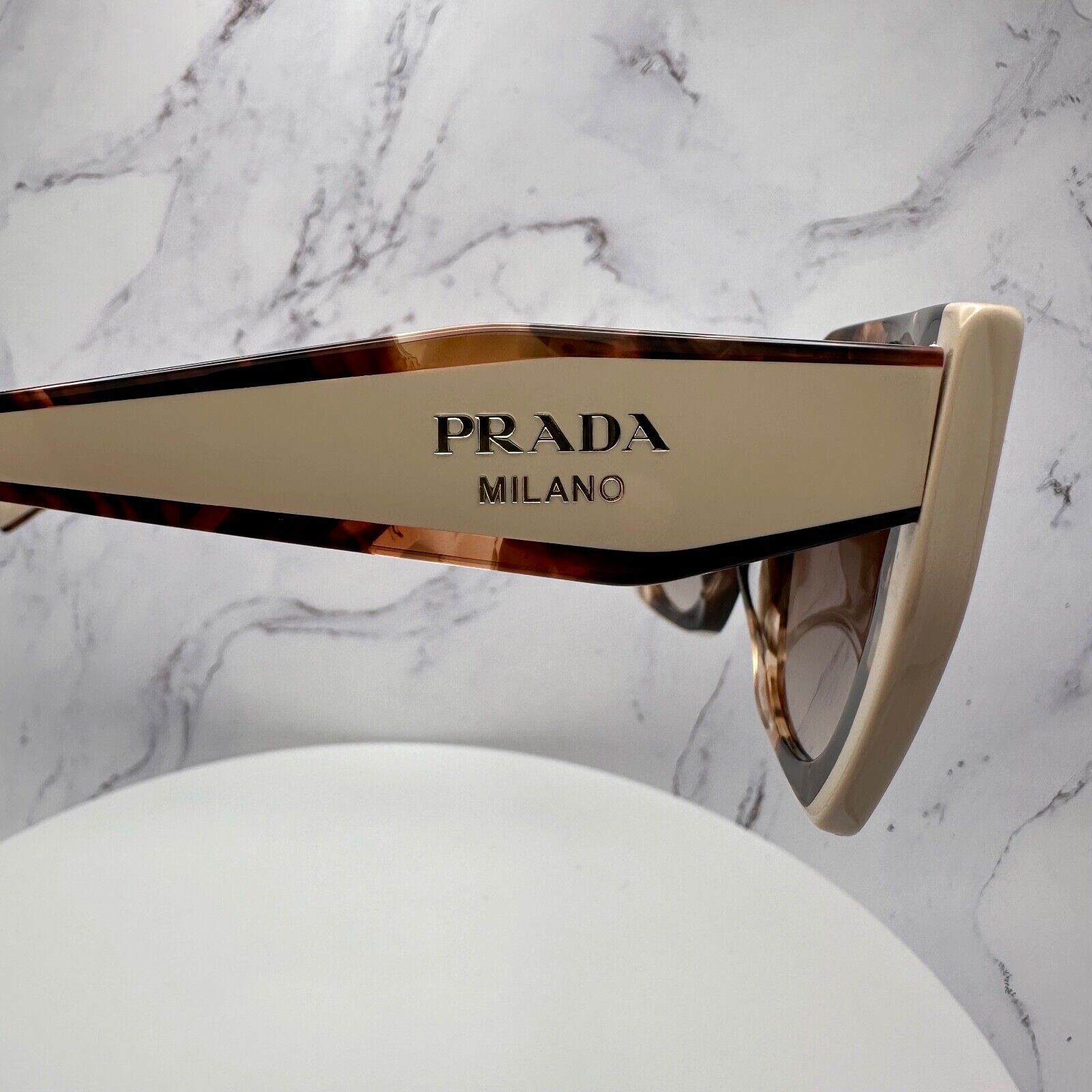 PRADA Sunglasses Brown PR 15WS 01R0A6 Square Womens Beige Tortoise Gold