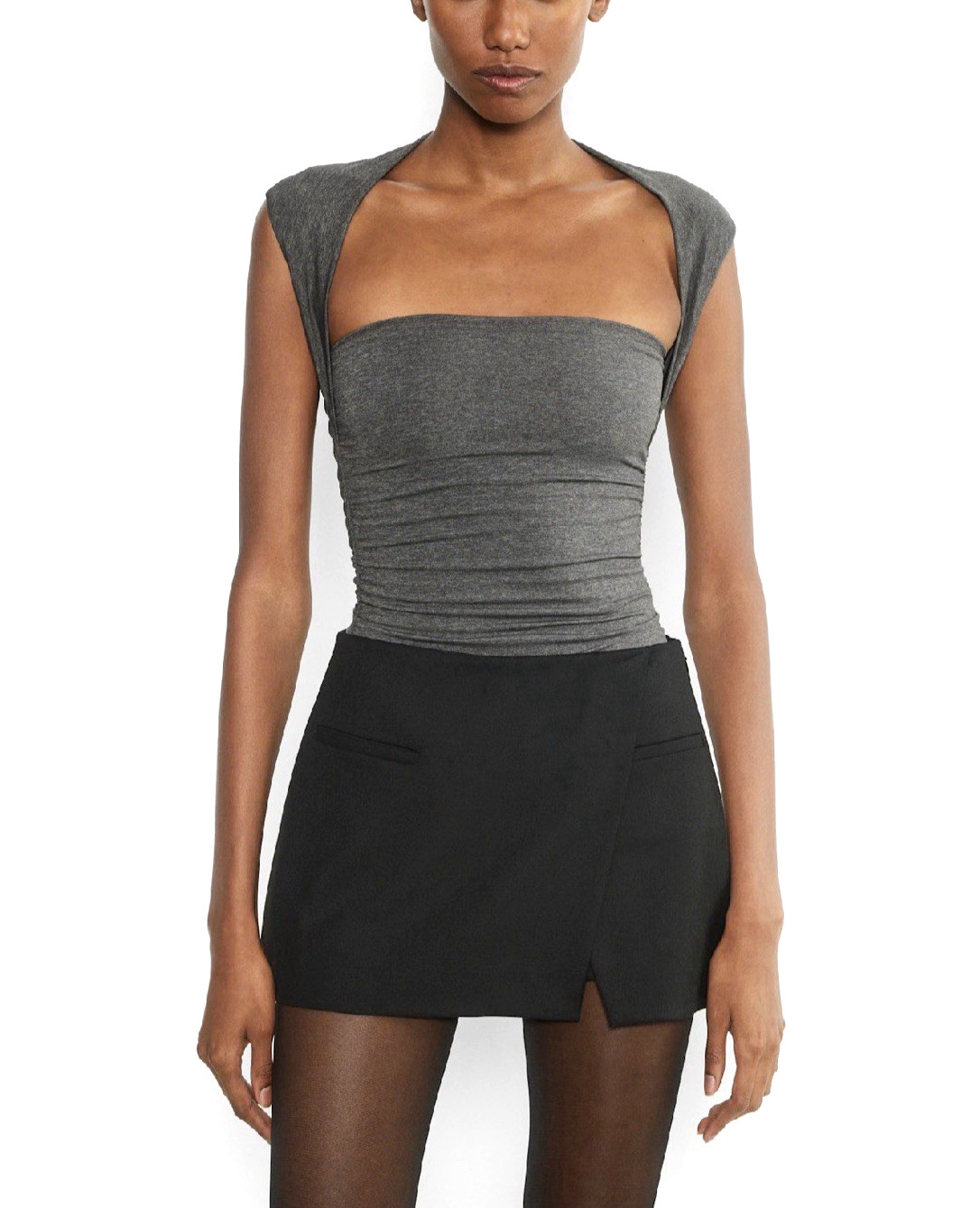 Aritzia Women`s $58 Contour Flourish Top in Heather Charcoal size 2XS