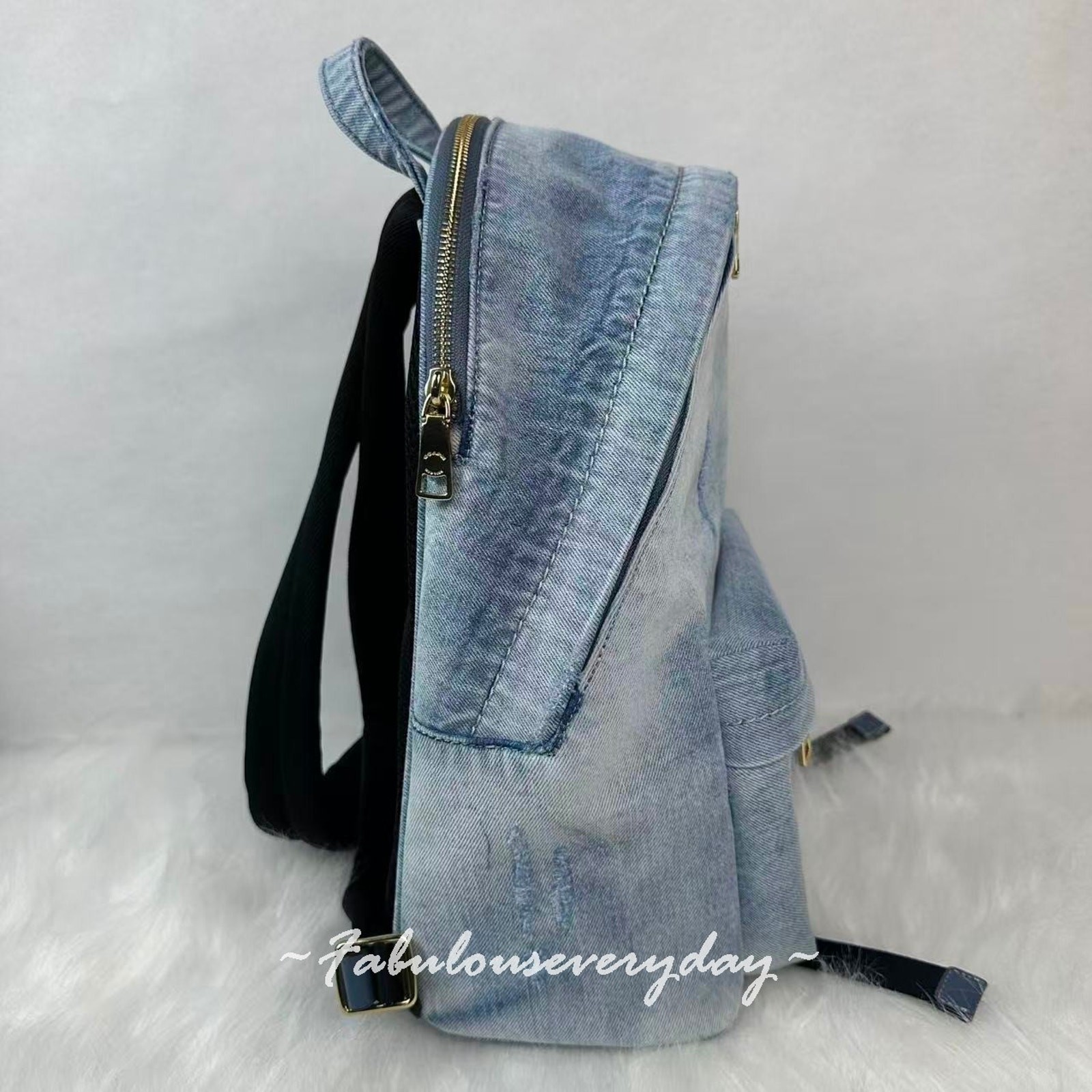 Coach Taylor Small Backpack In Loved Denim Gold/Light Indigo CEF27 NWT