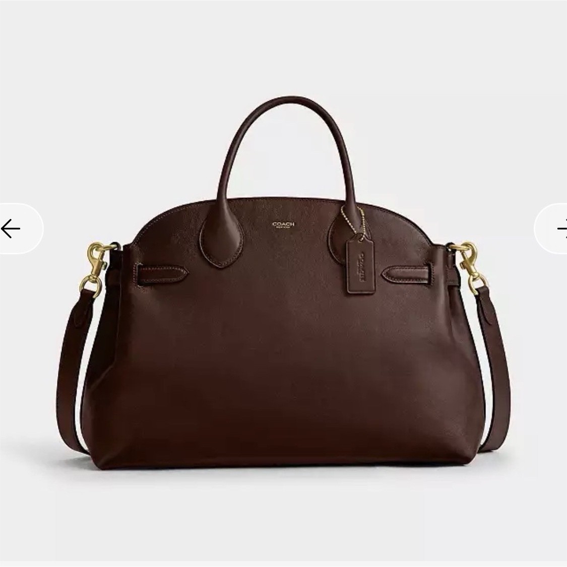 Coach Soft Empire Carryall Brown Satchel Top Handle, Detachable Strap, Hang Tag