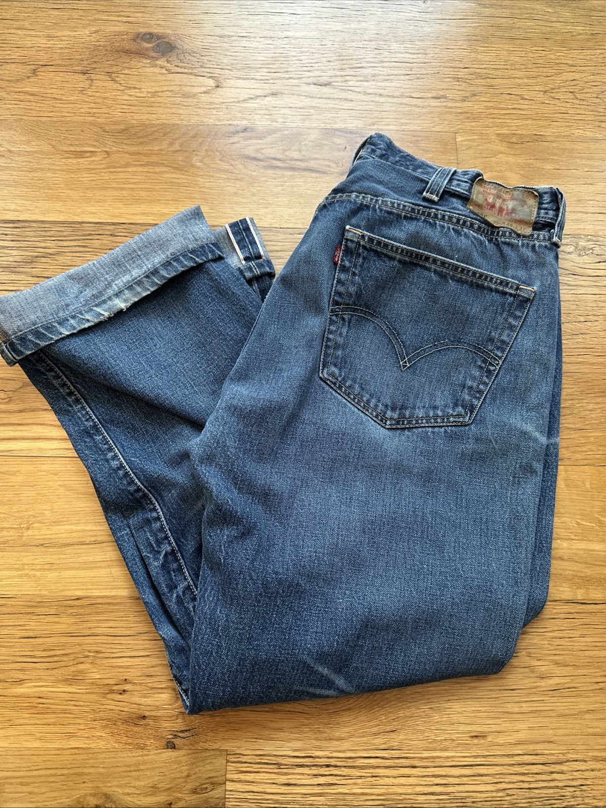 Levi’s 501 XX 00’s Men’s Salvage Red Line Button Fly Distressed Jeans Sz 36×29